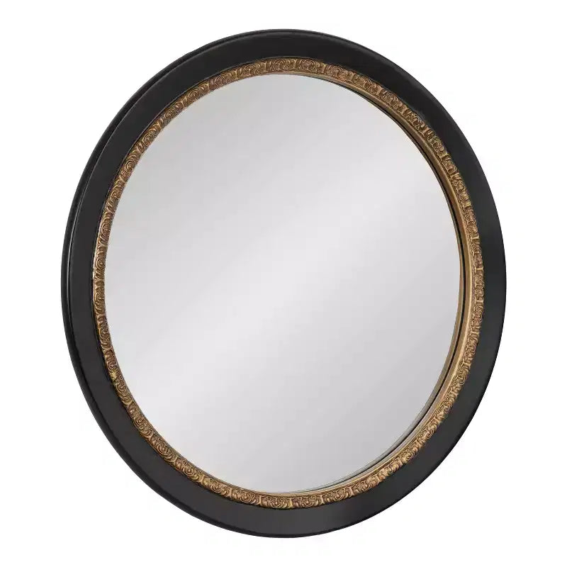 Espejo de pared redondo negro de 26"x26"