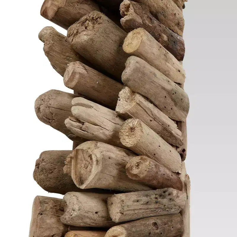 Espejo de pared enmarcado con grandes troncos de madera natural: Inspirado en la costa, rectangular, madera y cristal, 24"x52.5"