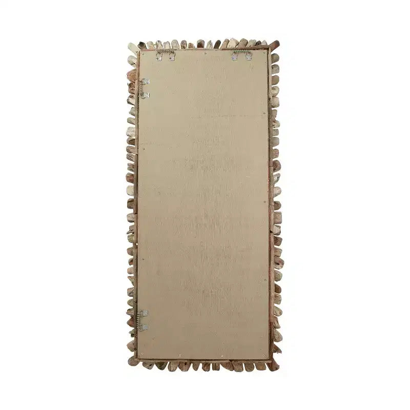 Espejo de pared enmarcado con grandes troncos de madera natural: Inspirado en la costa, rectangular, madera y cristal, 24"x52.5"