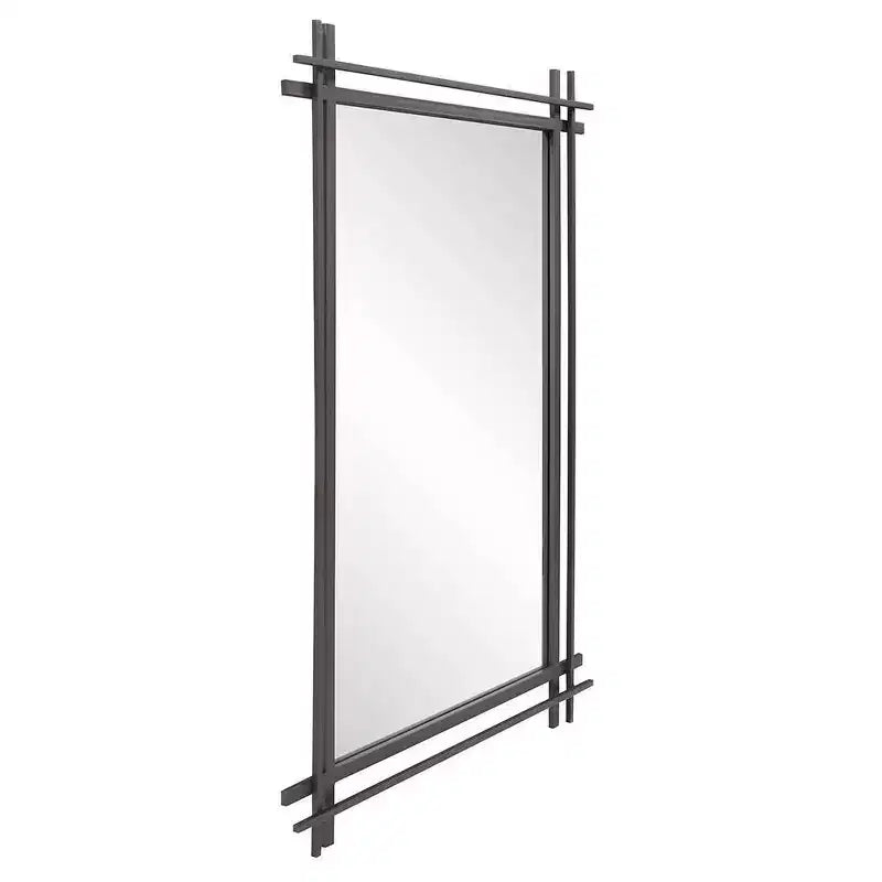 Espejo de pared rectangular con marco ornamentado de hoja de oro de 27"x38": Estilo moderno, marco de poliuretano, no requiere montaje