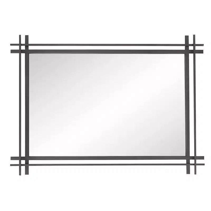 Espejo de pared rectangular con marco ornamentado de hoja de oro de 27"x38": Estilo moderno, marco de poliuretano, no requiere montaje
