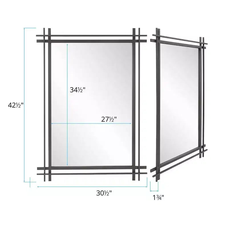 Espejo de pared rectangular con marco ornamentado de hoja de oro de 27"x38": Estilo moderno, marco de poliuretano, no requiere montaje