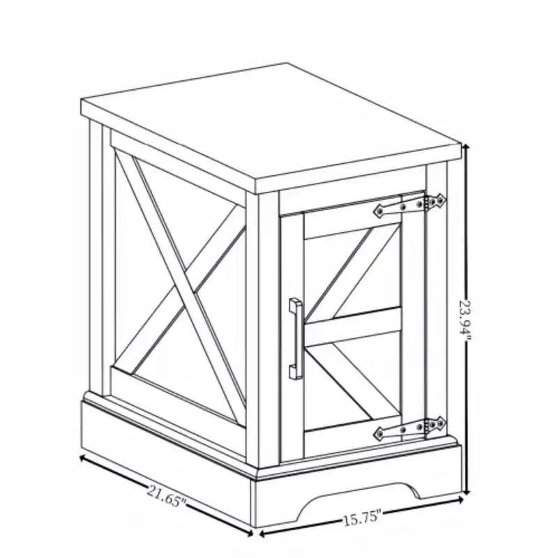 Mesa auxiliar de granja Mesita de noche Mesa auxiliar rectangular de granja con puerta de granero y estante de almacenamiento ajustable