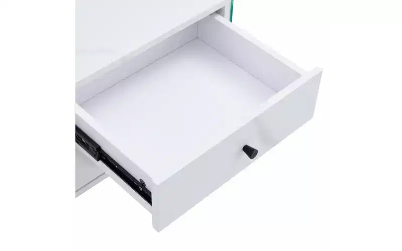 Mesita de noche de cristal de 19" con cajón de madera