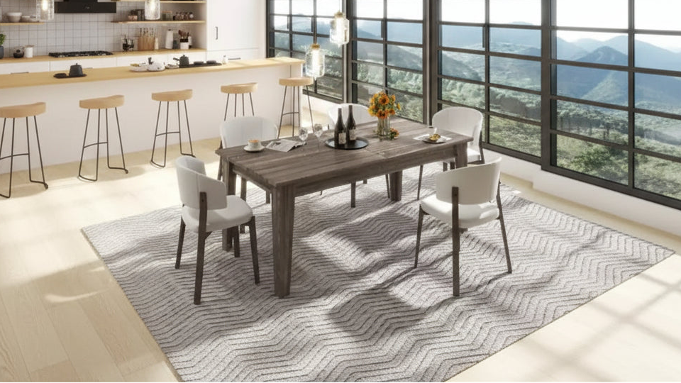 Mesa de Comedor Grande Extensible, Mesa de Comedor Rectangular Moderna Expandible con Patas de Madera para Sala de Estar, Cocina, Comedor