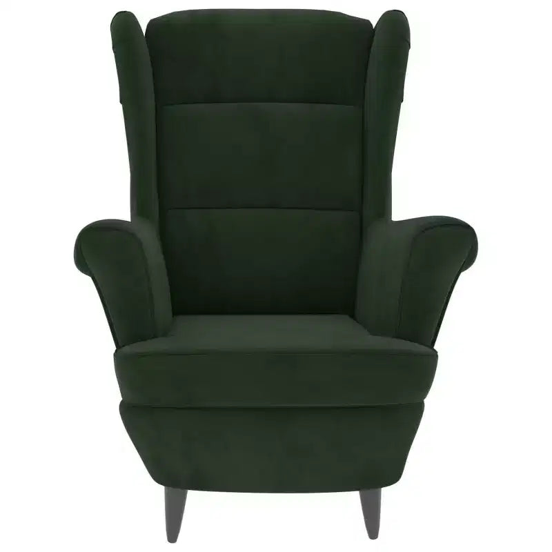 Sillón de terciopelo verde oscuro - Silla decorativa estándar de madera contrachapada