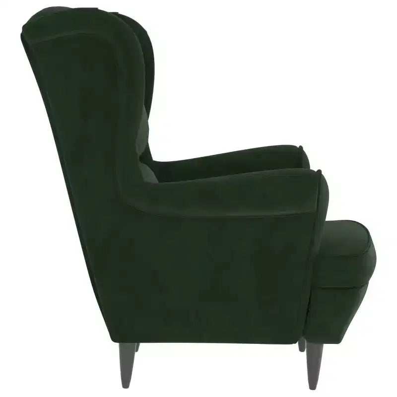 Sillón de terciopelo verde oscuro - Silla decorativa estándar de madera contrachapada
