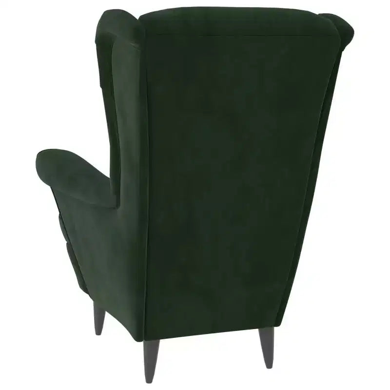 Sillón de terciopelo verde oscuro - Silla decorativa estándar de madera contrachapada