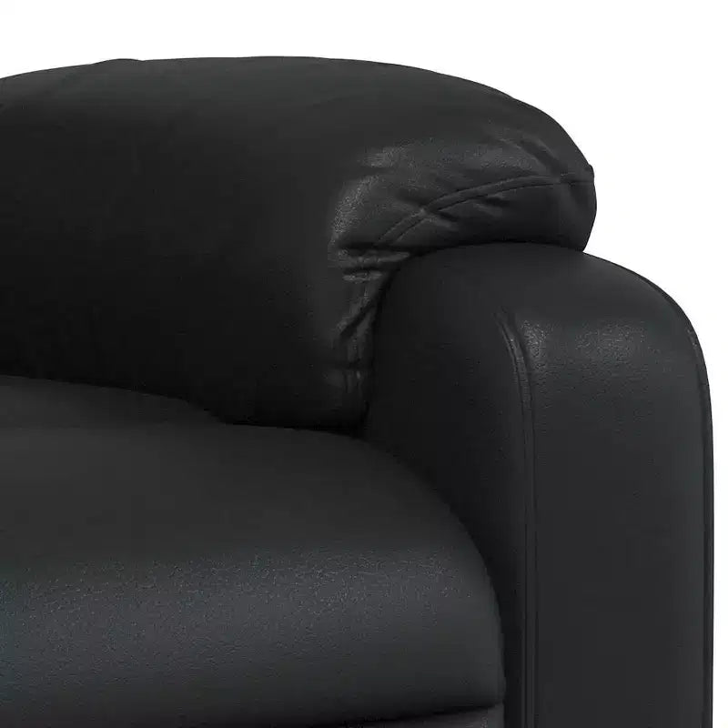 Sillón Reclinable de Masaje de Cuero para Sala de Estar, Cine en Casa, Masaje de Vibración de 6 Puntos, Respaldo y Reposapiés Ajustables, Bolsillo Lateral, Negro