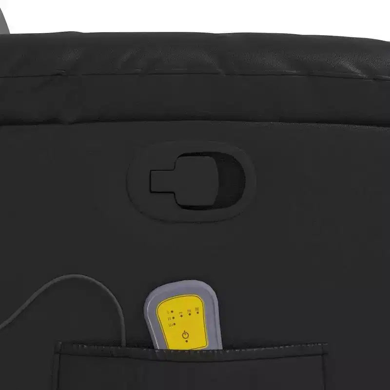 Sillón Reclinable de Masaje de Cuero para Sala de Estar, Cine en Casa, Masaje de Vibración de 6 Puntos, Respaldo y Reposapiés Ajustables, Bolsillo Lateral, Negro