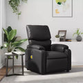Sillón Reclinable de Masaje de Cuero para Sala de Estar, Cine en Casa, Masaje de Vibración de 6 Puntos, Respaldo y Reposapiés Ajustables, Bolsillo Lateral, Negro