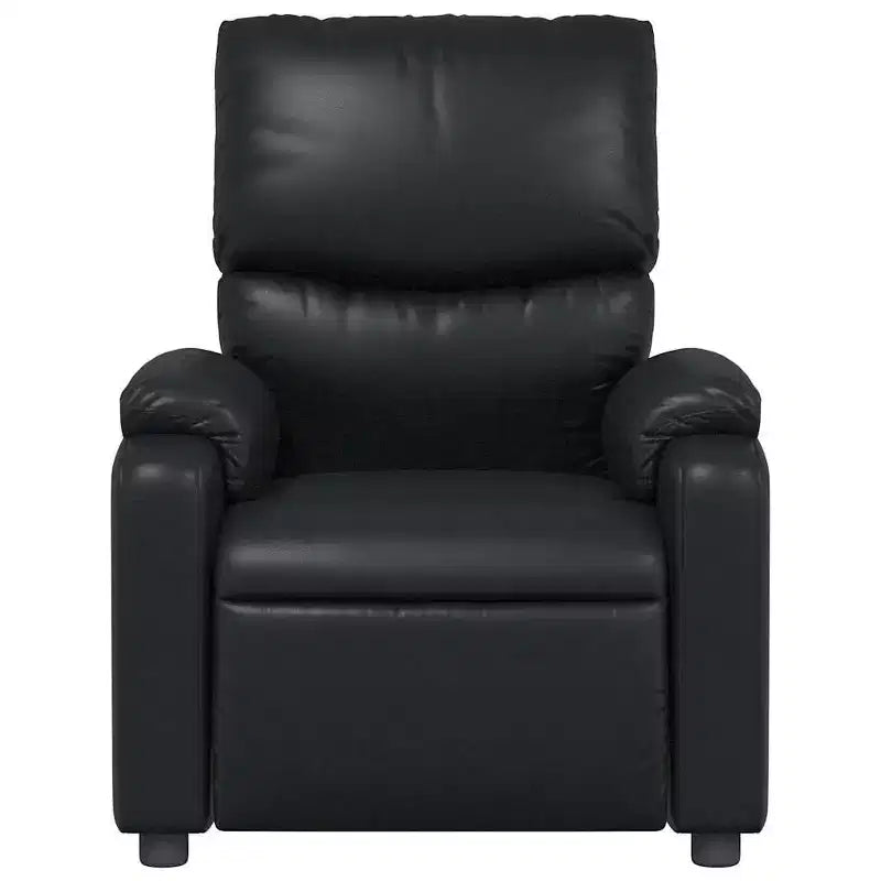 Sillón Reclinable de Masaje de Cuero para Sala de Estar, Cine en Casa, Masaje de Vibración de 6 Puntos, Respaldo y Reposapiés Ajustables, Bolsillo Lateral, Negro