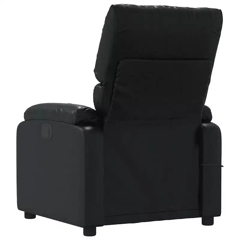 Sillón Reclinable de Masaje de Cuero para Sala de Estar, Cine en Casa, Masaje de Vibración de 6 Puntos, Respaldo y Reposapiés Ajustables, Bolsillo Lateral, Negro