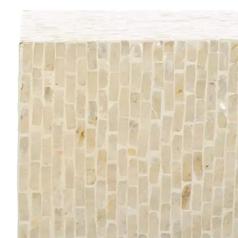 Mesa auxiliar cuadrada natural/plateada
