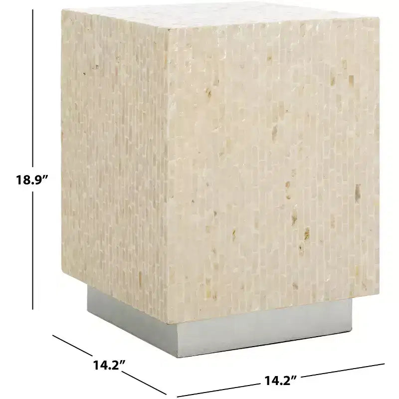 Mesa auxiliar cuadrada natural/plateada