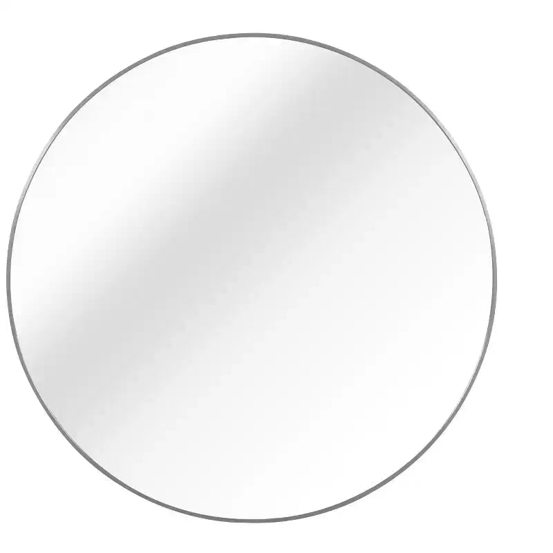 Espejo de vanidad de baño de metal plateado redondo moderno montado en la pared