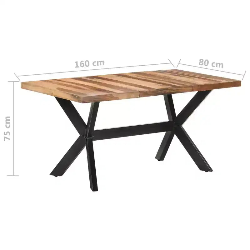 Mesa de comedor de madera maciza de acacia color miel 140 x 70 x 75 cm - 160 x 80 x 75 cm
