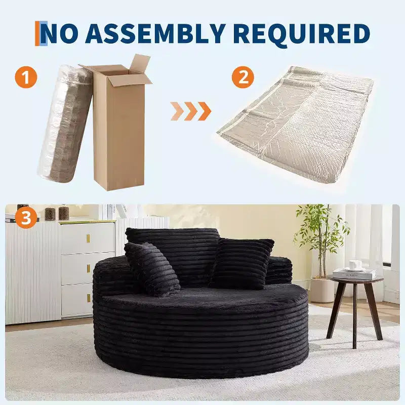 Sofá-cama Oversized de Pana de 55 pulgadas, Sillón Chaise Lounge, Sofá Nube sin Estructura con Asiento Profundo y Almohadas para Sala de Estar o Dormitorio