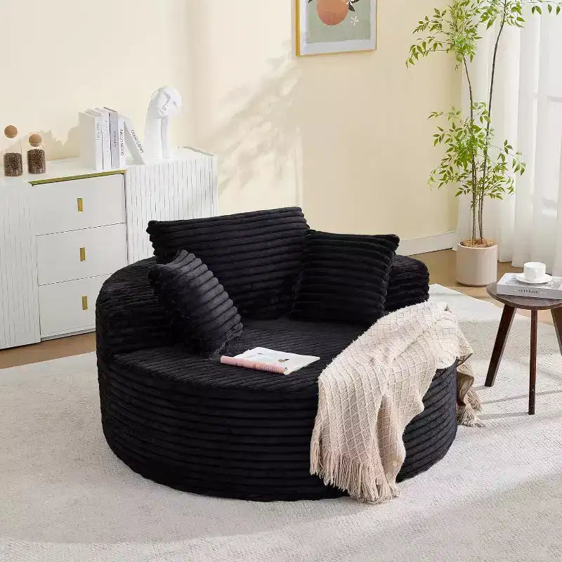 Sofá-cama Oversized de Pana de 55 pulgadas, Sillón Chaise Lounge, Sofá Nube sin Estructura con Asiento Profundo y Almohadas para Sala de Estar o Dormitorio
