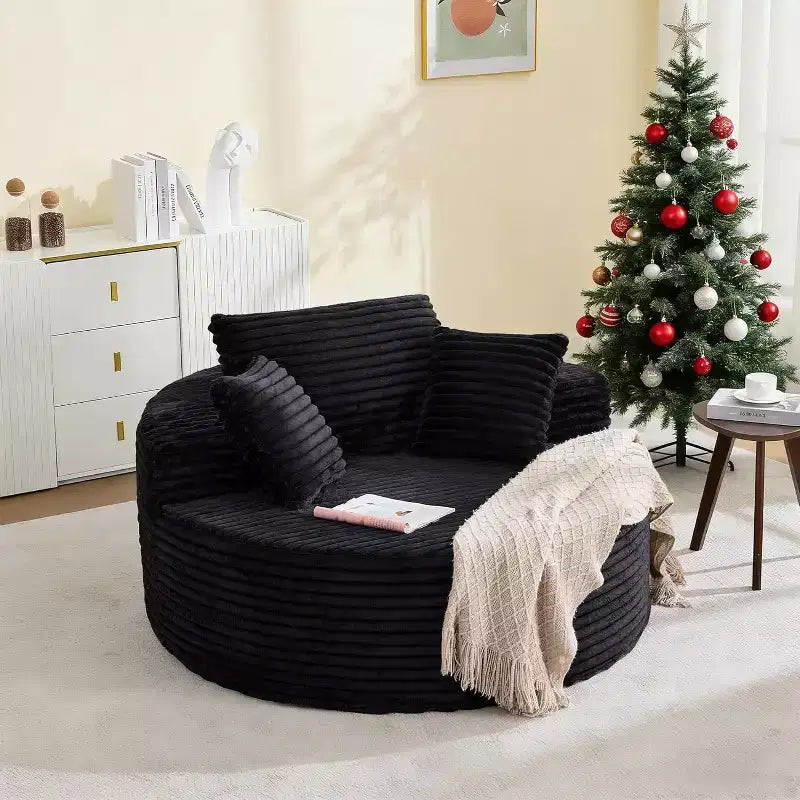Sofá-cama Oversized de Pana de 55 pulgadas, Sillón Chaise Lounge, Sofá Nube sin Estructura con Asiento Profundo y Almohadas para Sala de Estar o Dormitorio
