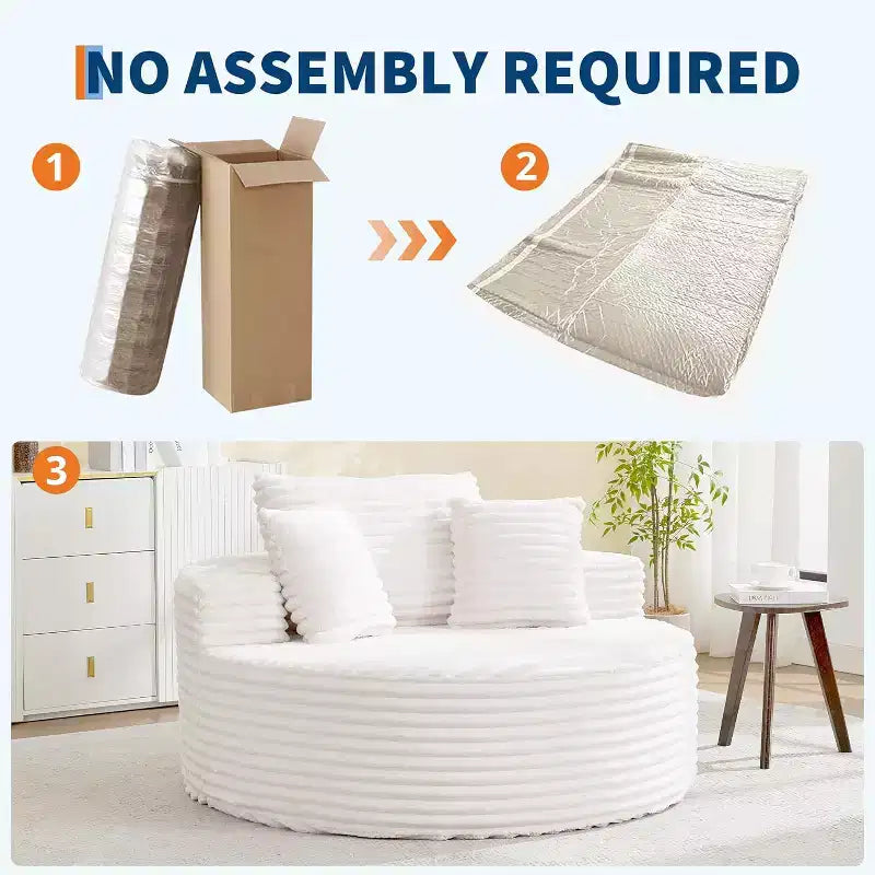 Sofá-cama Oversized de Pana de 55 pulgadas, Sillón Chaise Lounge, Sofá Nube sin Estructura con Asiento Profundo y Almohadas para Sala de Estar o Dormitorio
