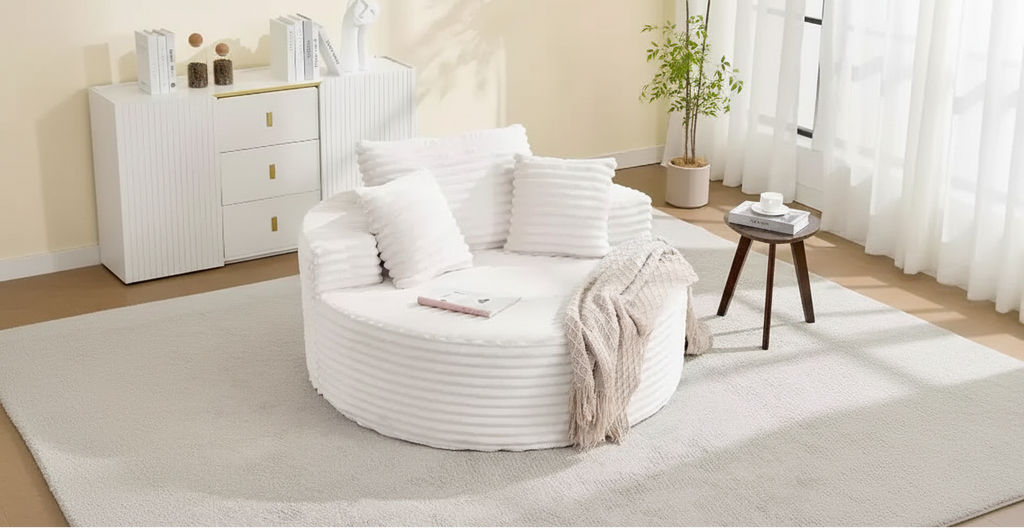 Sofá-cama Oversized de Pana de 55 pulgadas, Sillón Chaise Lounge, Sofá Nube sin Estructura con Asiento Profundo y Almohadas para Sala de Estar o Dormitorio