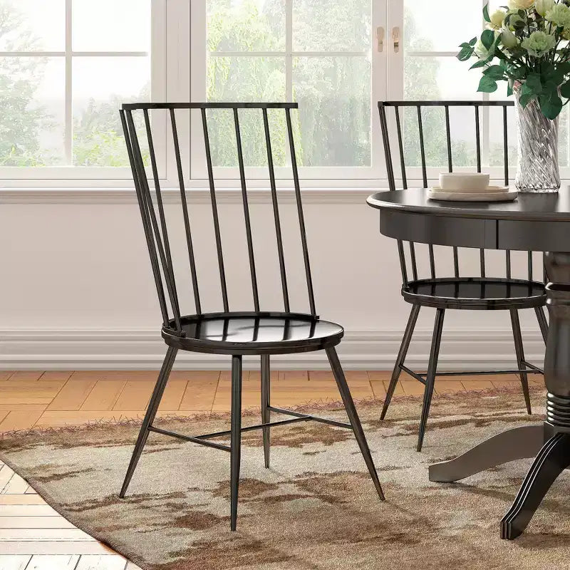 Sillas de comedor Windsor clásicas de respaldo alto