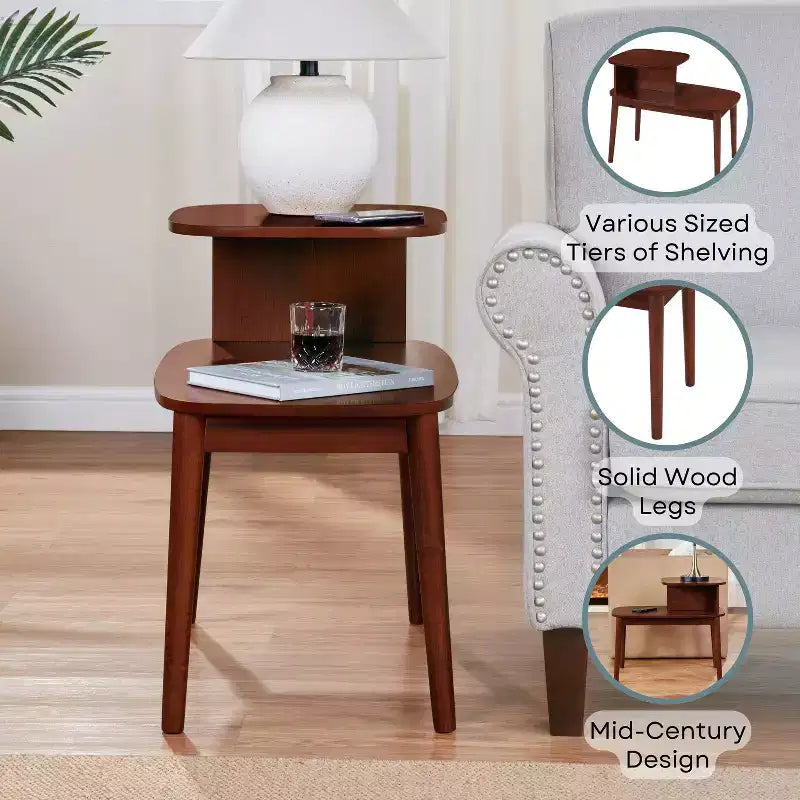 Mesa Auxiliar con Cubierta Rectangular de Madera 1-Pieza