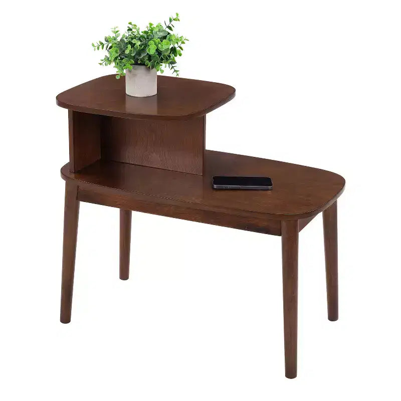 Mesa Auxiliar con Cubierta Rectangular de Madera 1-Pieza
