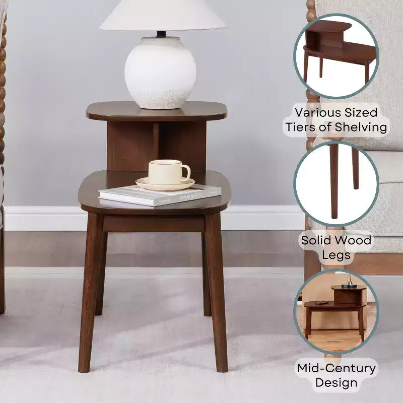 Mesa Auxiliar con Cubierta Rectangular de Madera 1-Pieza
