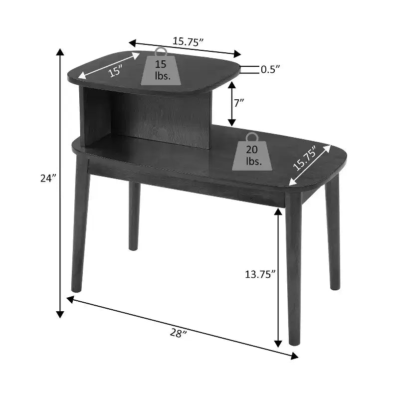 Mesa Auxiliar con Cubierta Rectangular de Madera 1-Pieza
