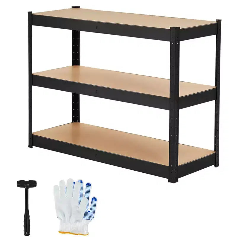 Estantería de Almacenamiento de 3 Niveles  35x24x35, Acero al Carbono y MDF, Soporta 180 kg por Estante, Ajustable para Despensa y Sótano