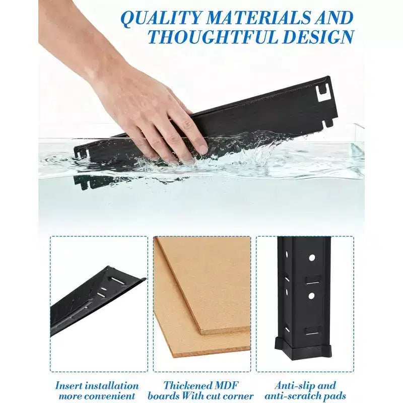 Estantería de Almacenamiento de 3 Niveles  35x24x35, Acero al Carbono y MDF, Soporta 180 kg por Estante, Ajustable para Despensa y Sótano
