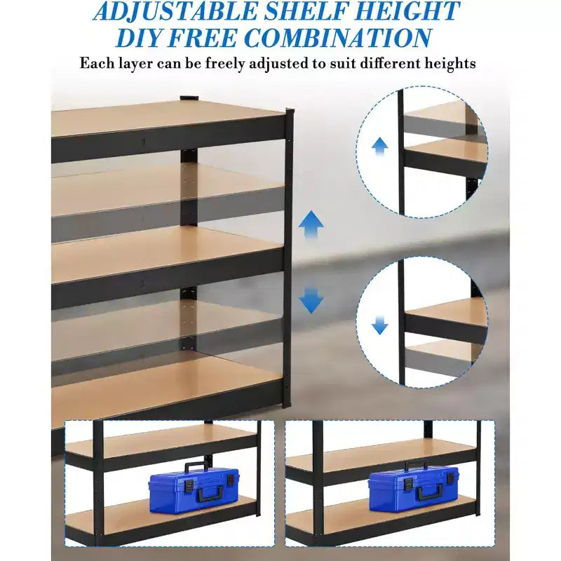 Estantería de Almacenamiento de 3 Niveles  35x24x35, Acero al Carbono y MDF, Soporta 180 kg por Estante, Ajustable para Despensa y Sótano