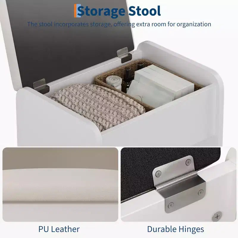 Tocador arqueado con espejo, cómoda grande con 3 cajones y 11 estantes de almacenamiento, para dormitorio, sala de estar