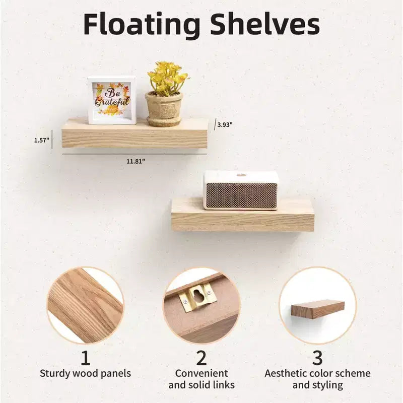 Estantes flotantes de madera para pared con soportes invisibles para baño, dormitorio, sala de estar y cocina, multicolor