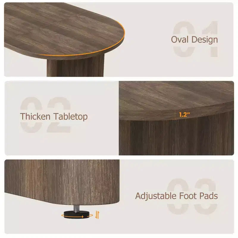 Mesa de comedor ovalada grande para 6-8 personas, mesa de cocina estilo granja con base de madera gruesa y resistente, mesa de comedor para cocina, sala de estar u oficina