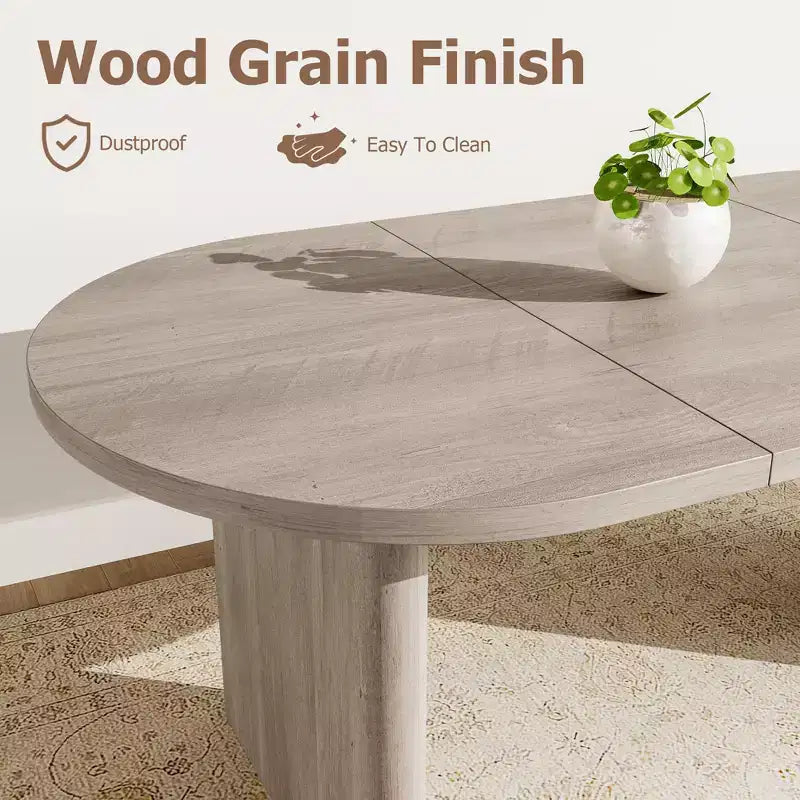 Mesa de comedor ovalada grande para 6-8 personas, mesa de cocina estilo granja con base de madera gruesa y resistente, mesa de comedor para cocina, sala de estar u oficina
