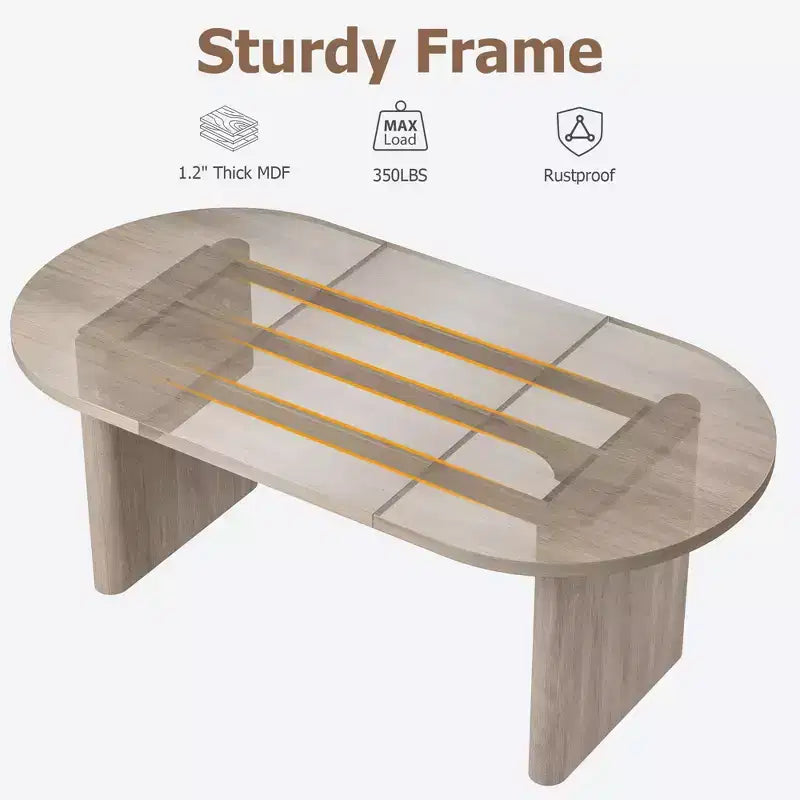 Mesa de comedor ovalada grande para 6-8 personas, mesa de cocina estilo granja con base de madera gruesa y resistente, mesa de comedor para cocina, sala de estar u oficina