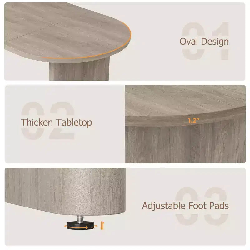 Mesa de comedor ovalada grande para 6-8 personas, mesa de cocina estilo granja con base de madera gruesa y resistente, mesa de comedor para cocina, sala de estar u oficina
