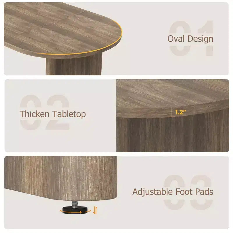 Mesa de comedor ovalada grande para 6-8 personas, mesa de cocina estilo granja con base de madera gruesa y resistente, mesa de comedor para cocina, sala de estar u oficina