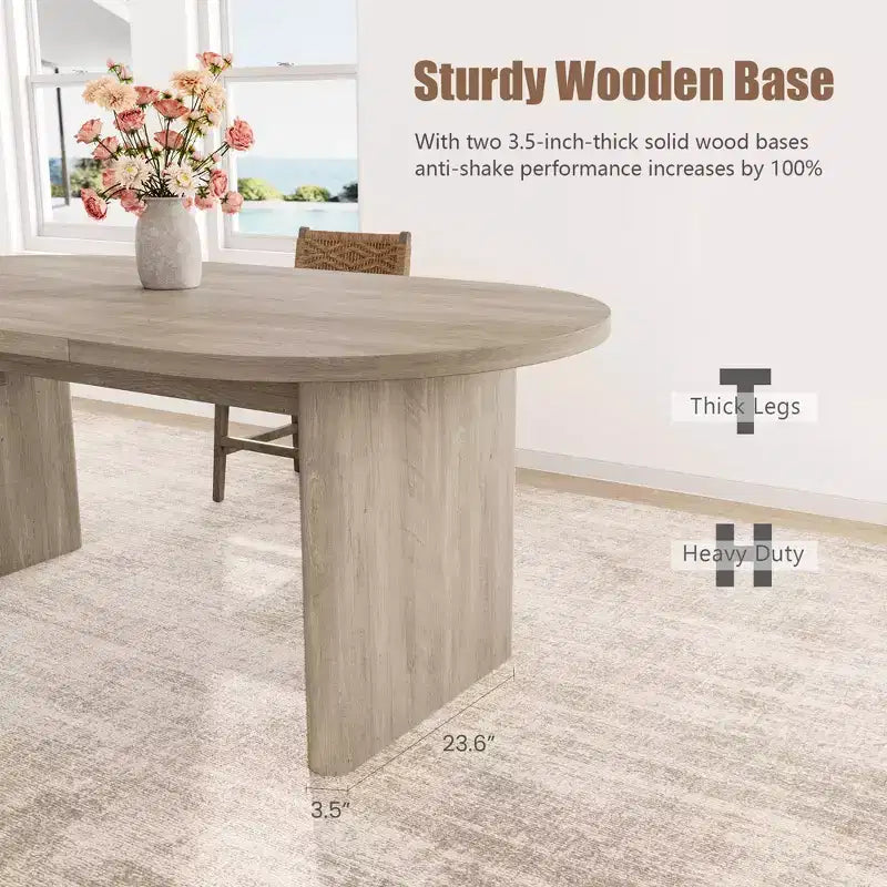Mesa de comedor ovalada grande para 6-8 personas, mesa de cocina estilo granja con base de madera gruesa y resistente, mesa de comedor para cocina, sala de estar u oficina