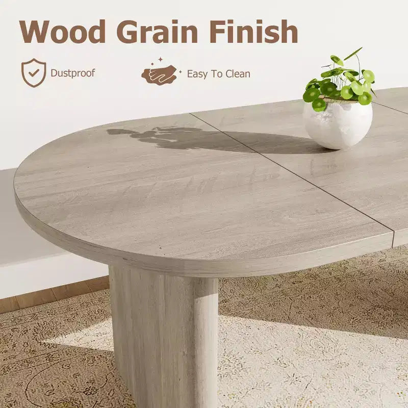 Mesa de comedor ovalada grande para 6-8 personas, mesa de cocina estilo granja con base de madera gruesa y resistente, mesa de comedor para cocina, sala de estar u oficina