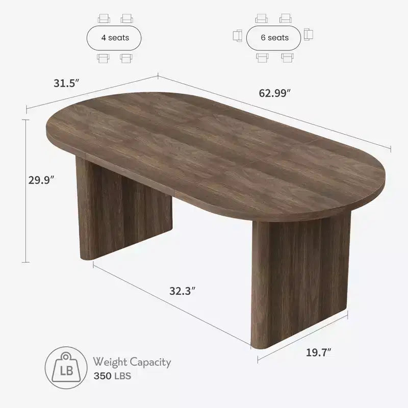 Mesa de comedor ovalada grande para 6-8 personas, mesa de cocina estilo granja con base de madera gruesa y resistente, mesa de comedor para cocina, sala de estar u oficina