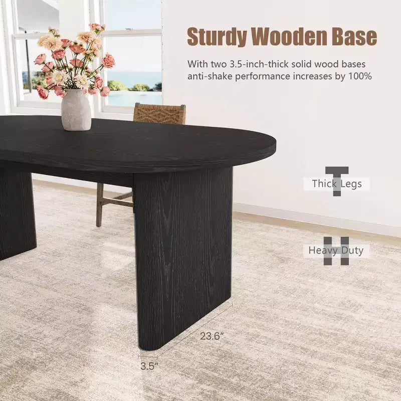 Mesa de comedor ovalada grande para 6-8 personas, mesa de cocina estilo granja con base de madera gruesa y resistente, mesa de comedor para cocina, sala de estar u oficina