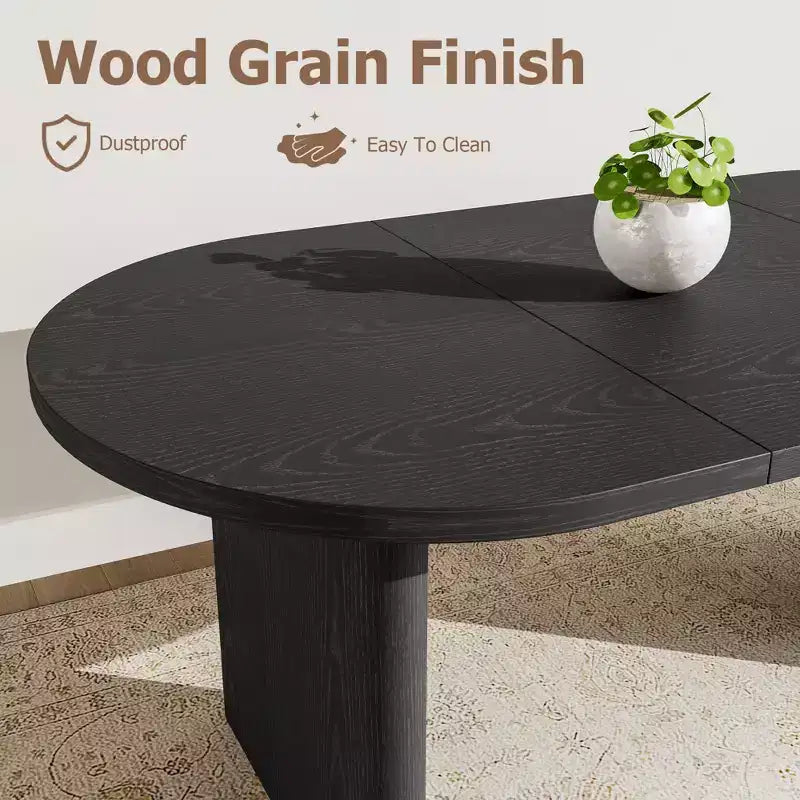 Mesa de comedor ovalada grande para 6-8 personas, mesa de cocina estilo granja con base de madera gruesa y resistente, mesa de comedor para cocina, sala de estar u oficina