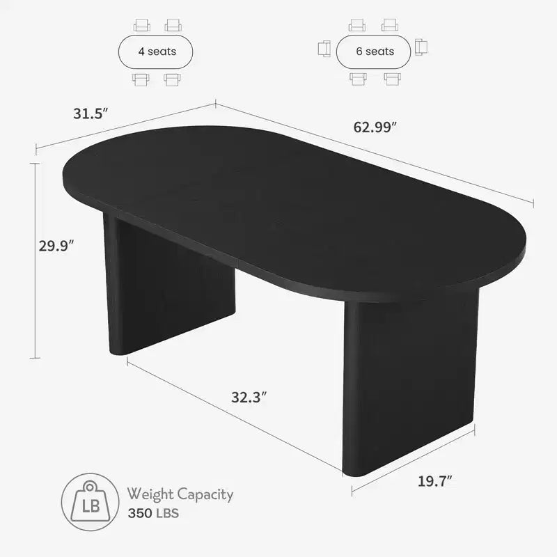 Mesa de comedor ovalada grande para 6-8 personas, mesa de cocina estilo granja con base de madera gruesa y resistente, mesa de comedor para cocina, sala de estar u oficina