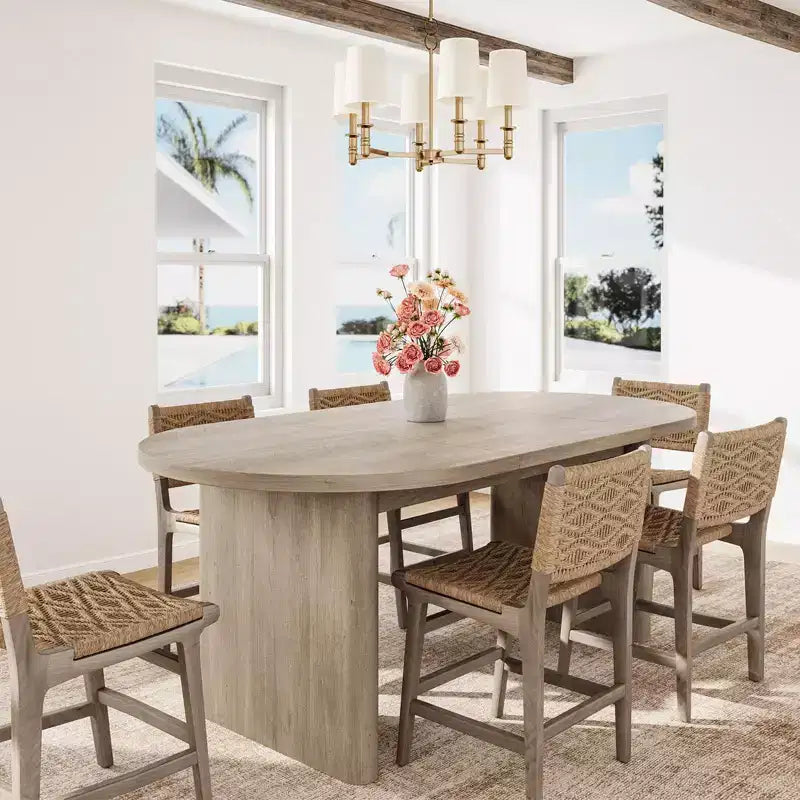 Mesa de comedor ovalada grande para 6-8 personas, mesa de cocina estilo granja con base de madera gruesa y resistente, mesa de comedor para cocina, sala de estar u oficina