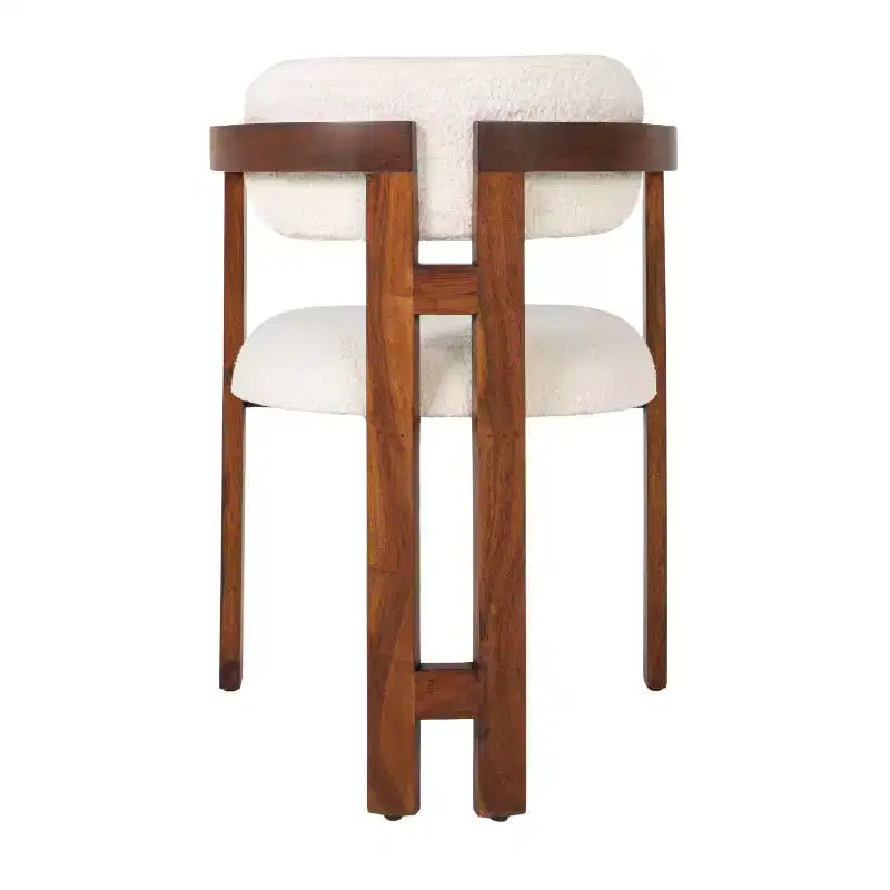 Silla de comedor de madera de acacia con bouclé