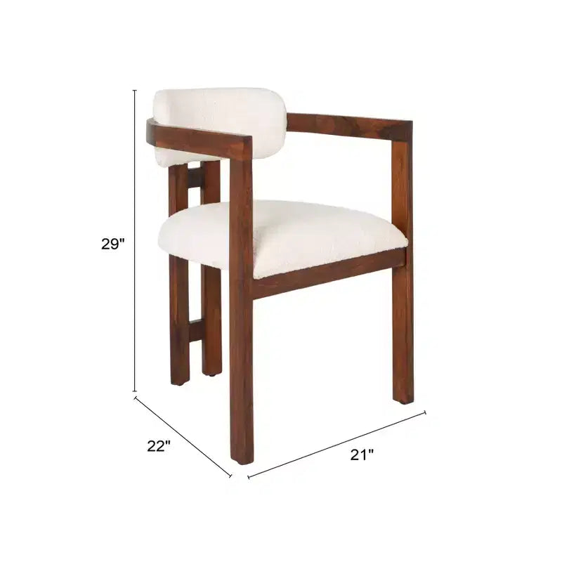 Silla de comedor de madera de acacia con bouclé